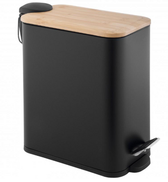 Корзина для мусора YOKA MOBY BLACK BAMBOO 5л. для ванной комнаты CH.MOBY-5-BLK фото