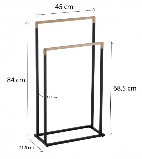 Вішалка для рушників Yoka ZOLA BLACK BAMBOO P.ZOLA-2-BLK P.ZOLA-2-BLK фото