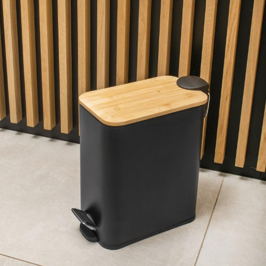 Корзина для мусора YOKA MOBY BLACK BAMBOO 5л. для ванной комнаты CH.MOBY-5-BLK фото