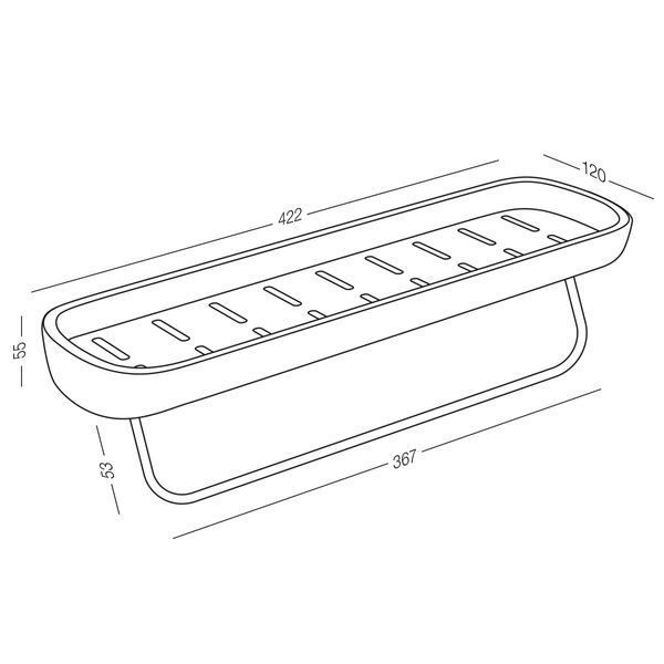 Полка большая клеящаяся с держателем для полотенец МВМ BP-BSS-18 WHITE/BLACK BP-BSS-18 фото