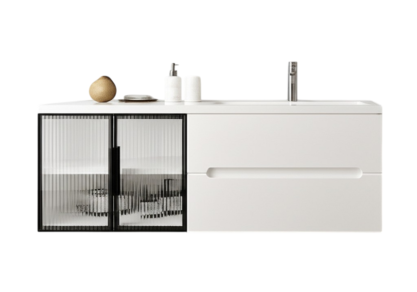 Тумба MARSAN MODESTE NEW 1400 Вариант №4 GLASS без умывальника MODESTE-NEW-V4-GLASS-T1400 фото