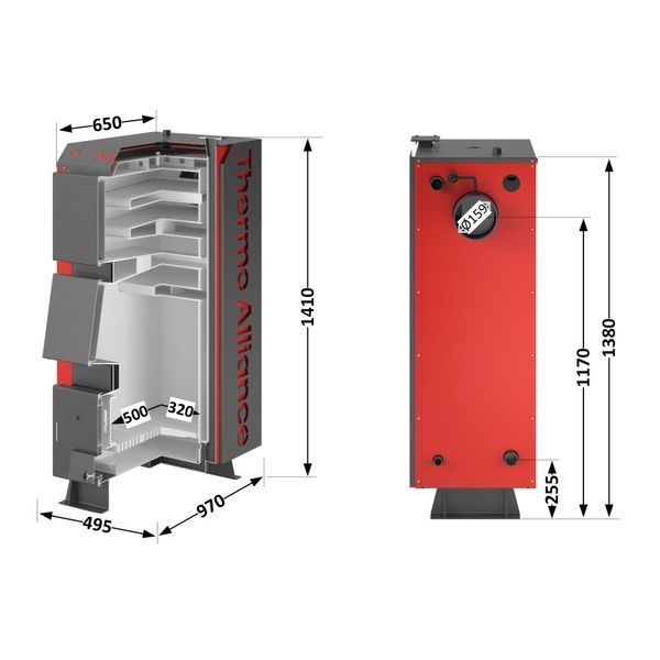 Котел твердопаливний сталевий Thermo Alliance Vulcan V 4.0 SF 18 SD00051323 фото