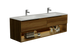 Тумба MARSAN CHESTER WOOD 1400 Вариант 9 + Столешница акриловый камень 1400(2) с умывальниками КВАДРО/ЭЛИС (глянец) белый CHESTERWOOD-TU1400-V9S фото