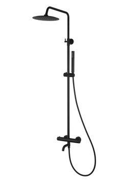 Душевой гарнитур CORSAN LUGO BLACK с термостатом и изливом * CMN01TBLW фото