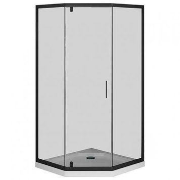 Душова кабіна 90x90 см Am.Pm Gem 5-corner Pivot W90UG-405-090BT (без піддону скло прозоре, профіль чорний матовий) W90UG-405-090BT фото