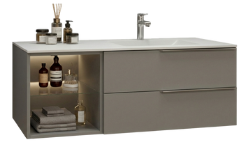 Тумба MARSAN CHESTER 1200 Вариант 3 + Раковина акриловый камень КВАДРО 1200 белый глянец 13105 фото