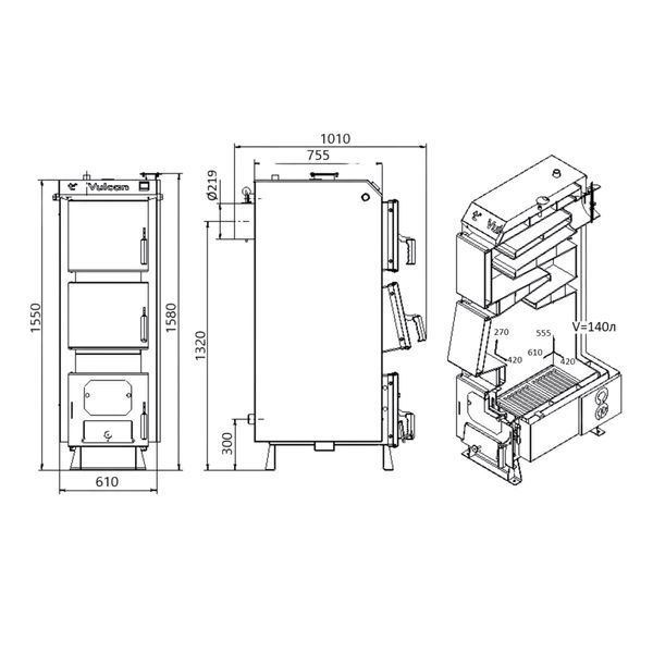 Котел твердопаливний сталевий Thermo Alliance Vulcan V 4.0 SF 40 SD00051327 фото