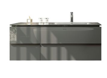 Тумба MARSAN LINDA 1200 Варіант 2 графіт + Раковина скляна КВАДРО 1200 LINDA-T120G-V2U120SG фото