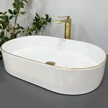 Умивальник (раковина) VBI VERONA 60 WHITE GOLD EDGE накладний VBI-011308 VBI-011308 фото