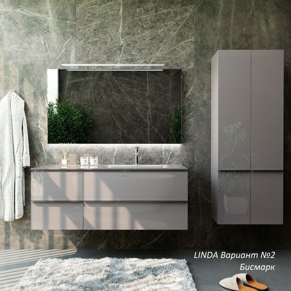 Тумба MARSAN LINDA 1200 Варіант 2 графіт + Раковина скляна КВАДРО 1200 LINDA-T120G-V2U120SG фото