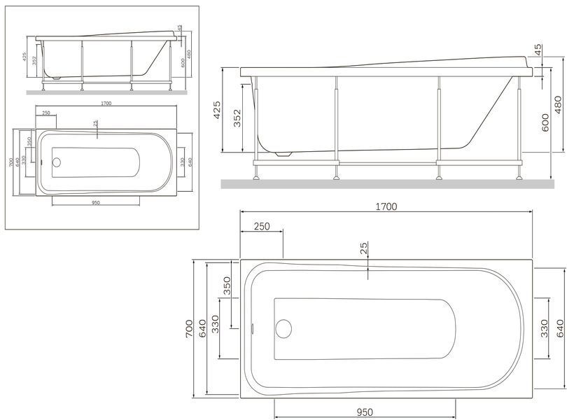 Каркас для ванны 170х70 см AM.PM W80A-170-070W-R Like W80A-170-070W-R фото