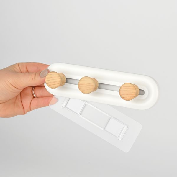 Вешалка на 3 крючка МВМ HP-01/3 White/Wood HP-01/3 фото
