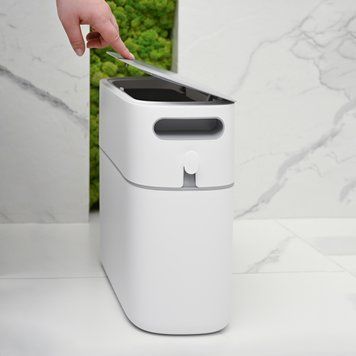 Відро для сміття з кришкою вузьке 12 Л МВМ BIN-22 12L WHITE/GRAY BIN-22 12L фото
