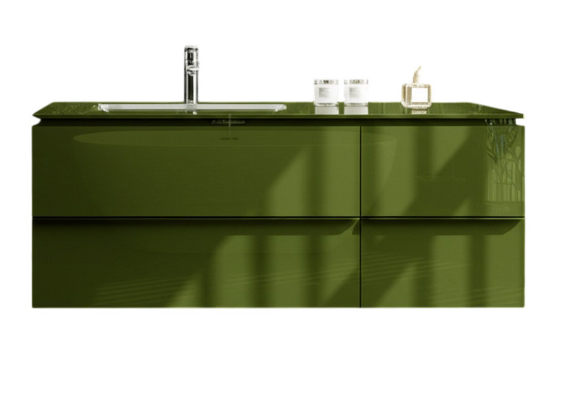 Тумба MARSAN LINDA 1300 Вариант 2 олио + Раковина стеклянная КВАДРО 1300 LINDA-T130G-V2U130SG фото