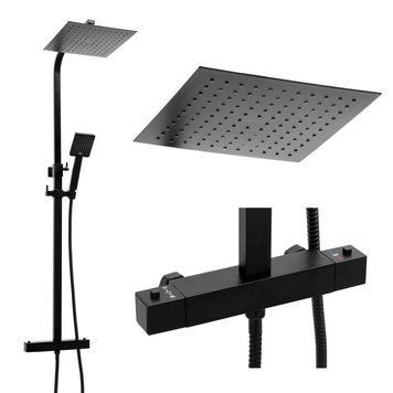 Душевой гарнитур YOKA CUBE 25 BLACK с термостатом * BP.CUBE-THERM-25-BLK фото