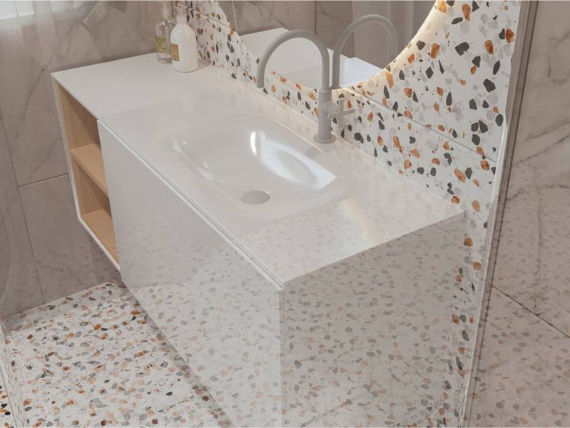 Умивальник на тумбу JESSEL 12,4*90*45 Глянець Білий 0000798 15458 фото