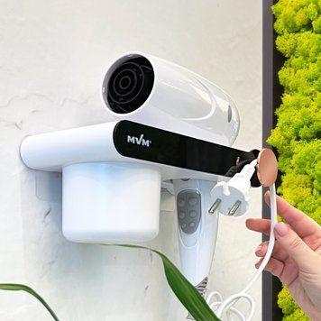 Полка с держателем для фена клеящаяся МВМ BP-33 WHITE/BLACK BP-33 фото