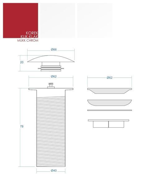 Донный клапан для умывальника CORSAN KLIK-KLAK GOLD без перелива ZLE-00137 фото