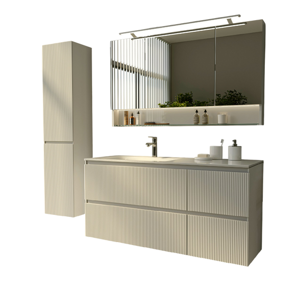 Тумба MARSAN NIKOLET 1200 L/R варіант 2 Деко-1 умивальник акриловий камінь (матовий) NIKOLET-V2DECO1-UAMT1200 фото