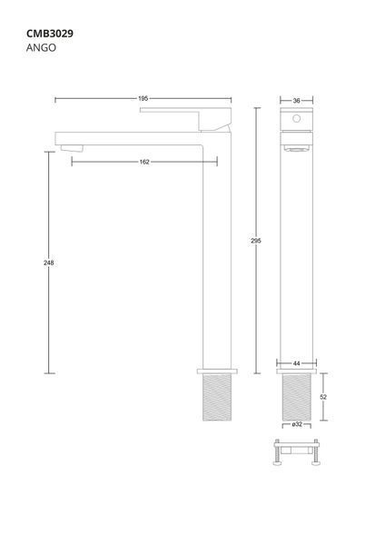 Смеситель для раковины (умывальника) CORSAN ANGO CHROME хром высокий CMB3029CH CMB3029CH фото