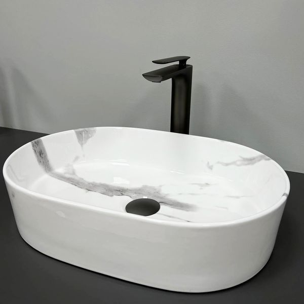 Умивальник (раковина) VBI VERONA 50 MARBLE NATURE GLOSSY накладний VBI-011311 VBI-011311 фото