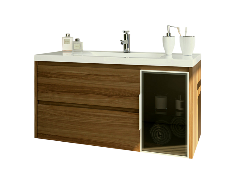 Тумба з умивальником MARSAN ALEXIS WOOD 1000 Варіант-2 GLASS ALEXISWOOD -TU1000-V2G фото