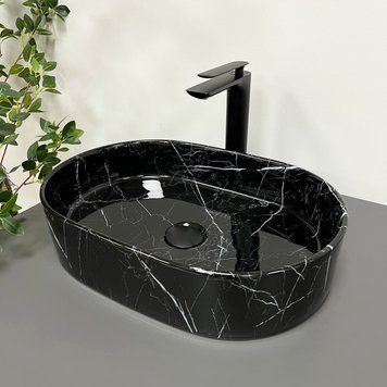 Умивальник (раковина) VBI VERONA 50 BLACK MARMO GLOSSY накладний VBI-011314 VBI-011314 фото