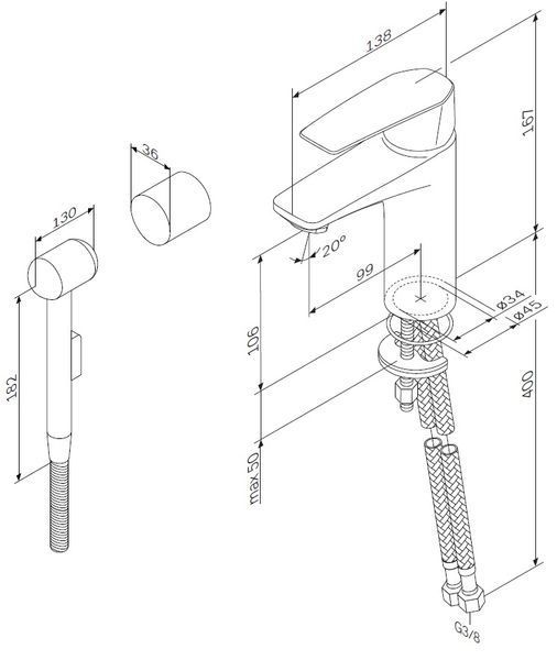 Смеситель для раковины с гигиеническим душем AM.PM F90E03000 Gem F90E03000 фото