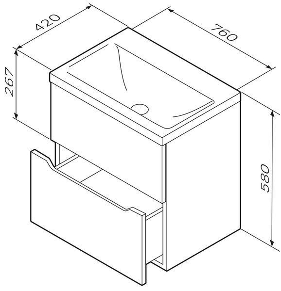 Тумба з раковиною, підвісна, 75 см AM.PM M91-FHX0752-WC0752WG38 GEM S M91-FHX0752-WC0752WG38 фото