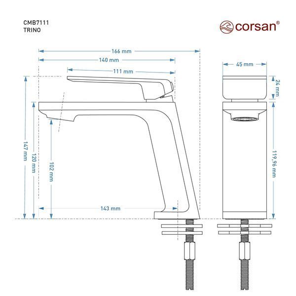 Смеситель для раковины (умывальника) CORSAN TRINO BLACK MATT черный низкий CMB7111BL CMB7111BL фото