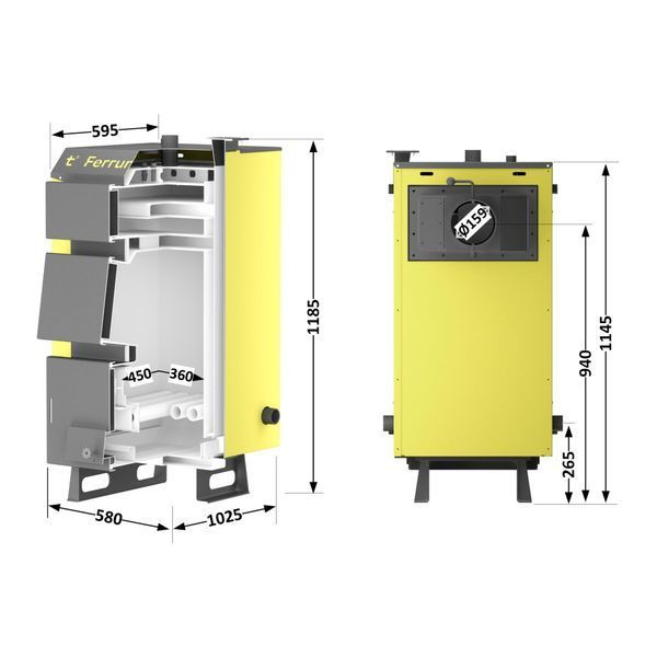 Котел твердопаливний сталевий Thermo Alliance Ferrum W V 5.0 FW 18 SD00053216 фото