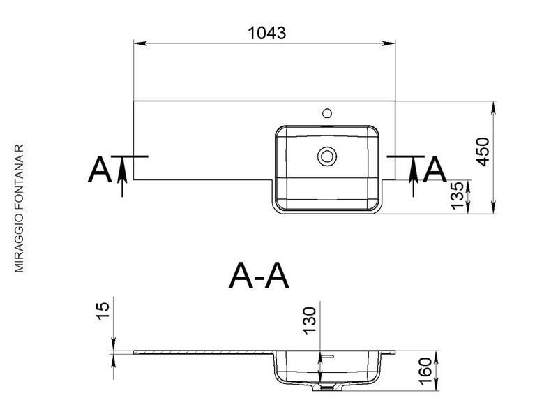Умивальник на тумбу FONTANA R 16*104,4*45 Мат Білий 0001894 15665 фото