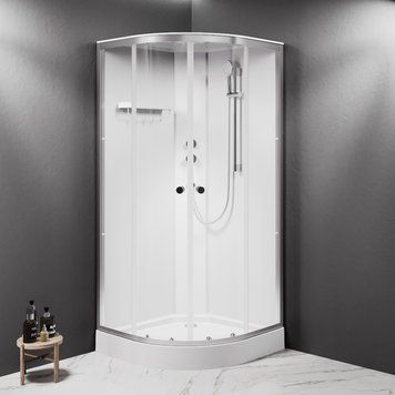 Кабина душевая AM.PM X-Joy 90x90, 1/4 круга, профиль матовый хром, стекло прозрачное W94C-401-090MT W94C-401-090MT фото