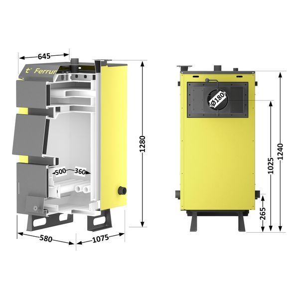 Котел твердопаливний сталевий Thermo Alliance Ferrum W V 5.0 FW 26 SD00053218 фото