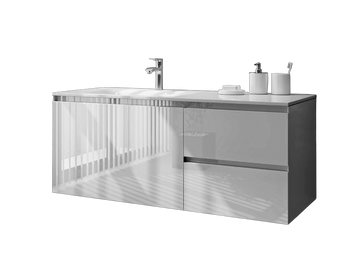 Тумба MARSAN NIKOLET 1300 вариант №12 L/R+ умывальник акриловый камень (матовый) NIKOLET-V12-TUAK130 фото