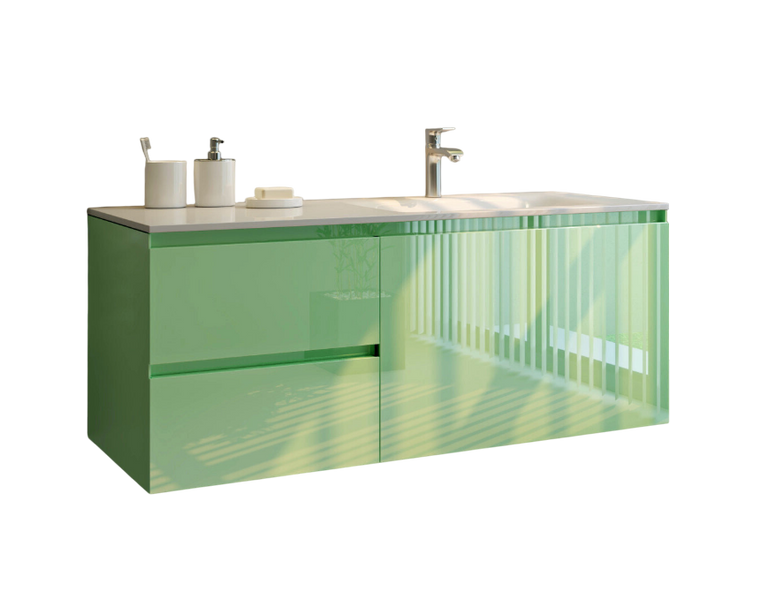 Тумба MARSAN NIKOLET 1300 вариант №12 L/R+ умывальник акриловый камень (матовый) NIKOLET-V12-TUAK130 фото