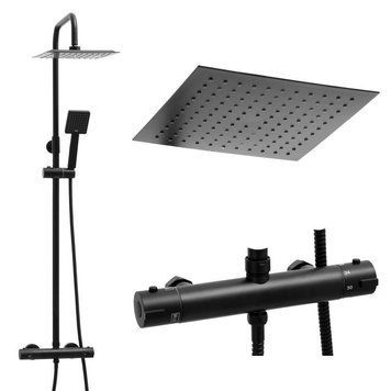 Душевой гарнитур YOKA FLOVA 25 BLACK с термостатом * BP.FLOVA THERM 25 BLK фото