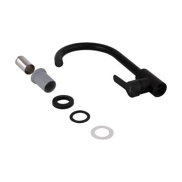 Змішувач для кухні Brinex Pure 015F U-образний Black Matt BRIPUR015FBLM SD00053177 фото