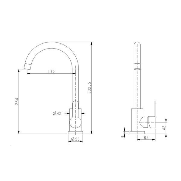 Змішувач для кухні Brinex Pure 015F U-образний Black Matt BRIPUR015FBLM SD00053177 фото
