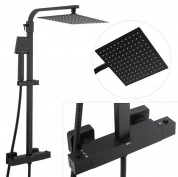 Душевой гарнитур YOKA GOBA 25 BLACK с термостатом * BP.GOBA-THERM-25-BLK фото