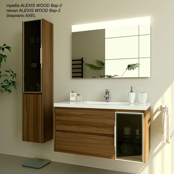 Пенал MARSAN ALEXIS WOOD Вариант 2 левый/правый стекло - бронза/графит/волна ALEXISWOOD-P1600-V2 фото