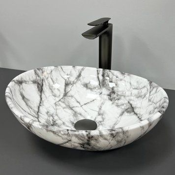 Умивальник (раковина) VBI PARMA STATUARIO BLACK VEINS GLOSSY накладний VBI-011009 VBI-011009 фото