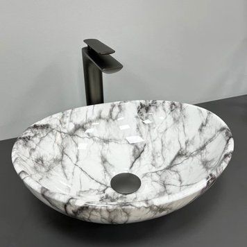 Умивальник (раковина) VBI PARMA STATUARIO GREY VEINS GLOSSY накладний VBI-011010 VBI-011010 фото