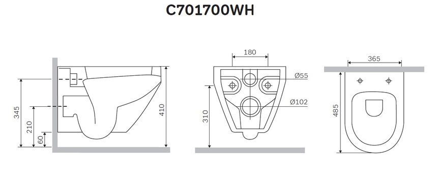 Безободковый подвесной унитаз Am.Pm Spirit FlashClean C701700WH (без сиденья) C701700WH фото