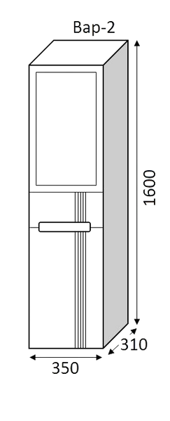 Пенал MARSAN MODESTE NEW Вариант №2 белый GLASS Деко 1 правый/левый (с корзиной) MODESTE-NEW-V2SGD1c-P160W фото