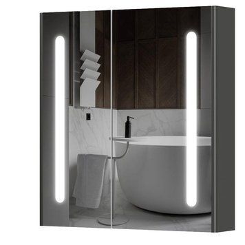 Дзеркальна шафа Aquarius Silver з LED підсвіткою 70 Графіт 1665196099 фото