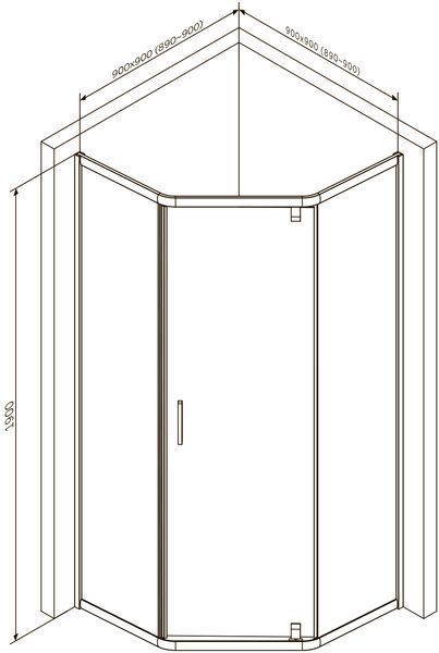 Душова кабіна 5-corner Pivot 90x90 см, без поддона AM.PM W90UG-405-090MT Gem W90UG-405-090MT фото