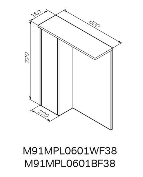 Зеркальный шкаф с подсветкой 60см, левый, дерево AM.PM M91MPL0601WF38 GEM S M91MPL0601WF38 фото