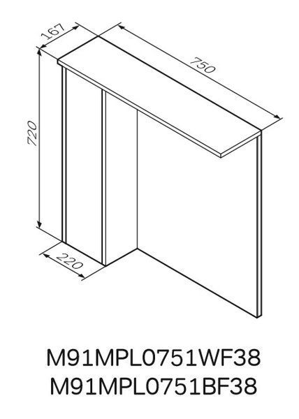 Зеркальный шкаф с подсветкой 75см, левый, дерево AM.PM M91MPL0751WF38 GEM S M91MPL0751WF38 фото