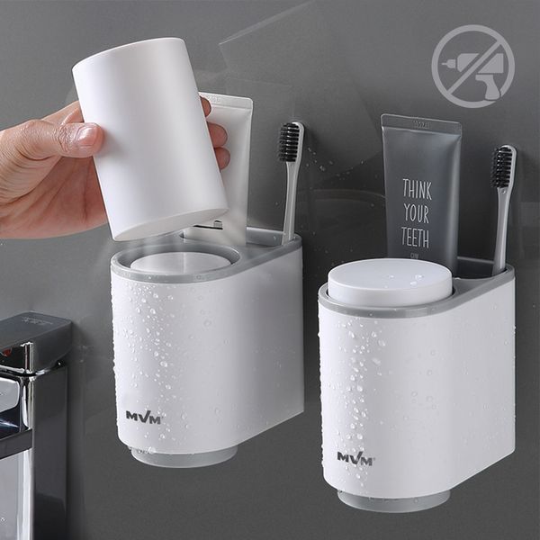 Тримачі для зубних щіток зі стаканами клейкий МВМ BP-20 WHITE/GRAY BP-20 фото